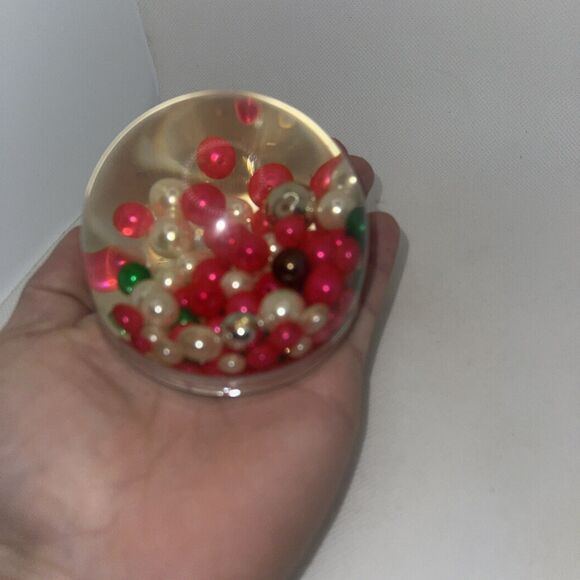 Vintage Suspended Beads Paperweight Lucite Acrylic Domed Souvenir - Picture 2 of 6